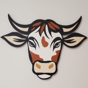 Clochette, la vache - Décoration murale bois, illustration vache, tableau découpe laser