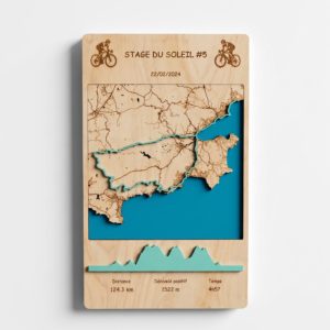 Carte parcours personnalisée bois, gravure laser sur mesure Youndesign