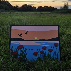 Paysage des Dombes en situation, tableau bois personnalisable