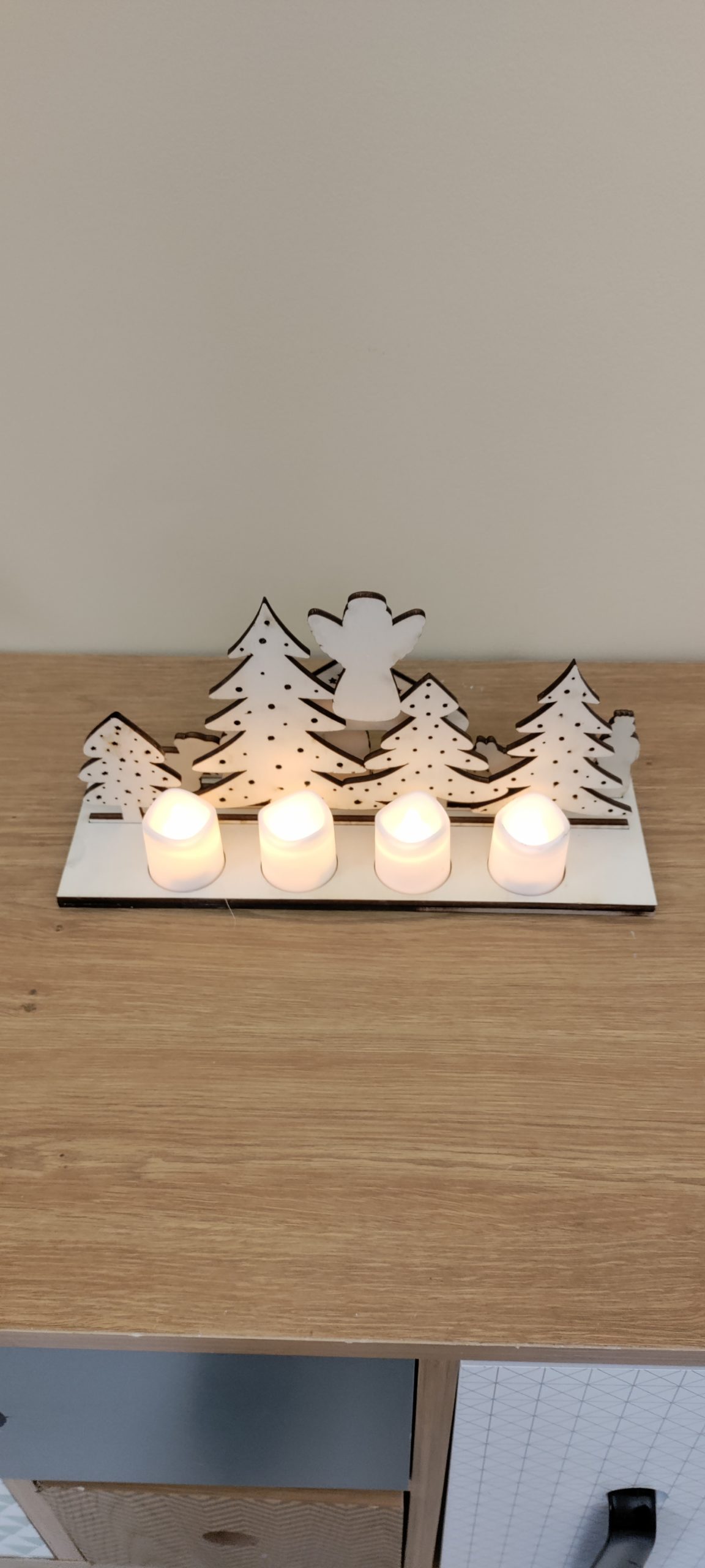 Crèche de Noël bois allumée, effet rétroéclairé décoration festive